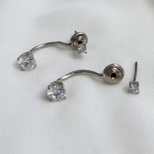 VTG Silver Diamond Front Back Earrings